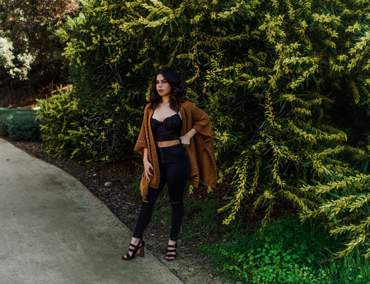 Ridged Rib Knit Ruana