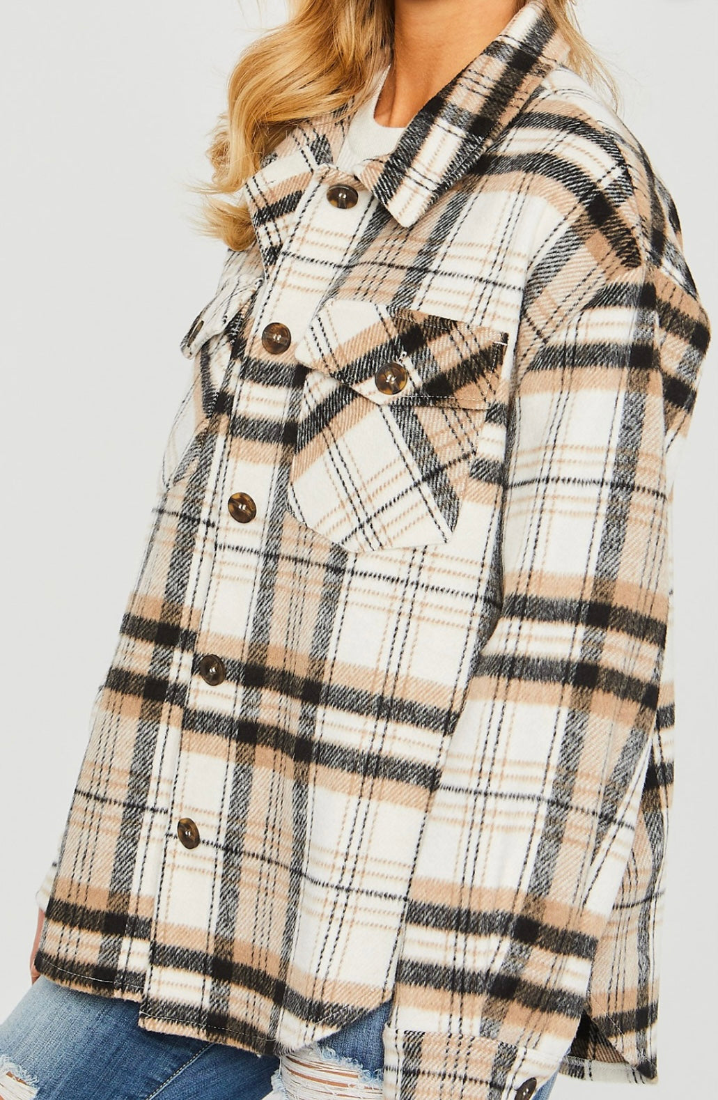 Plaid Bust Pocket Shacket