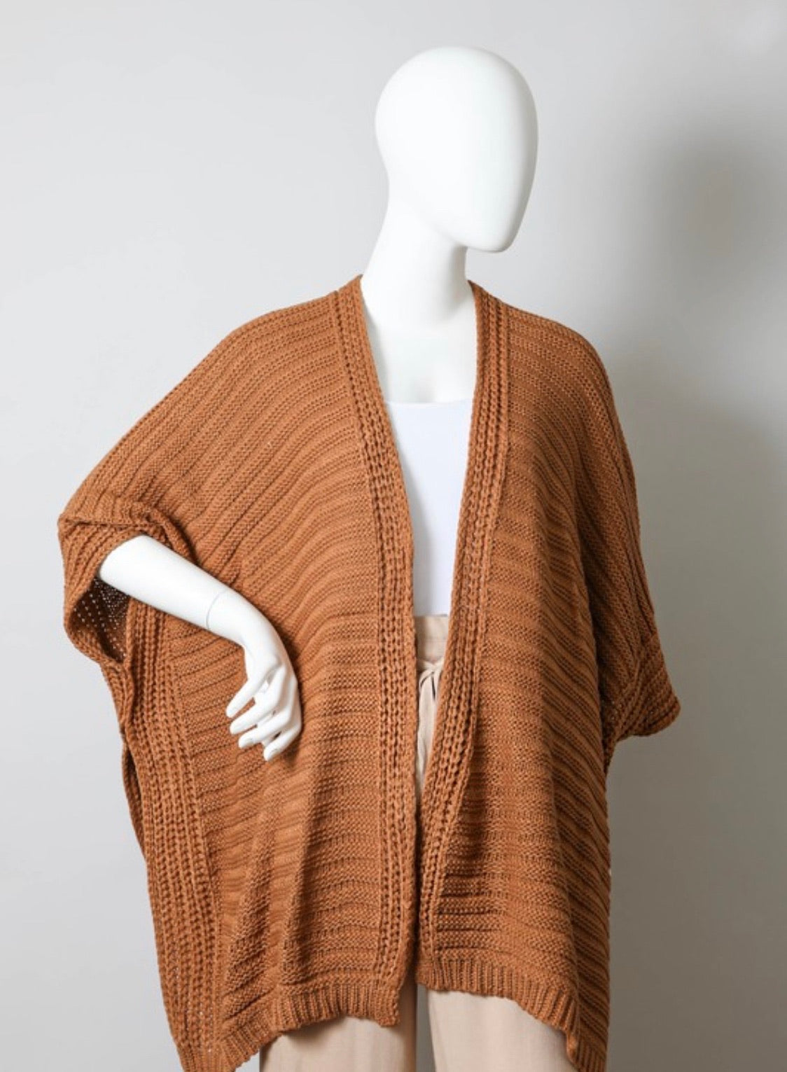 Ridged Rib Knit Ruana